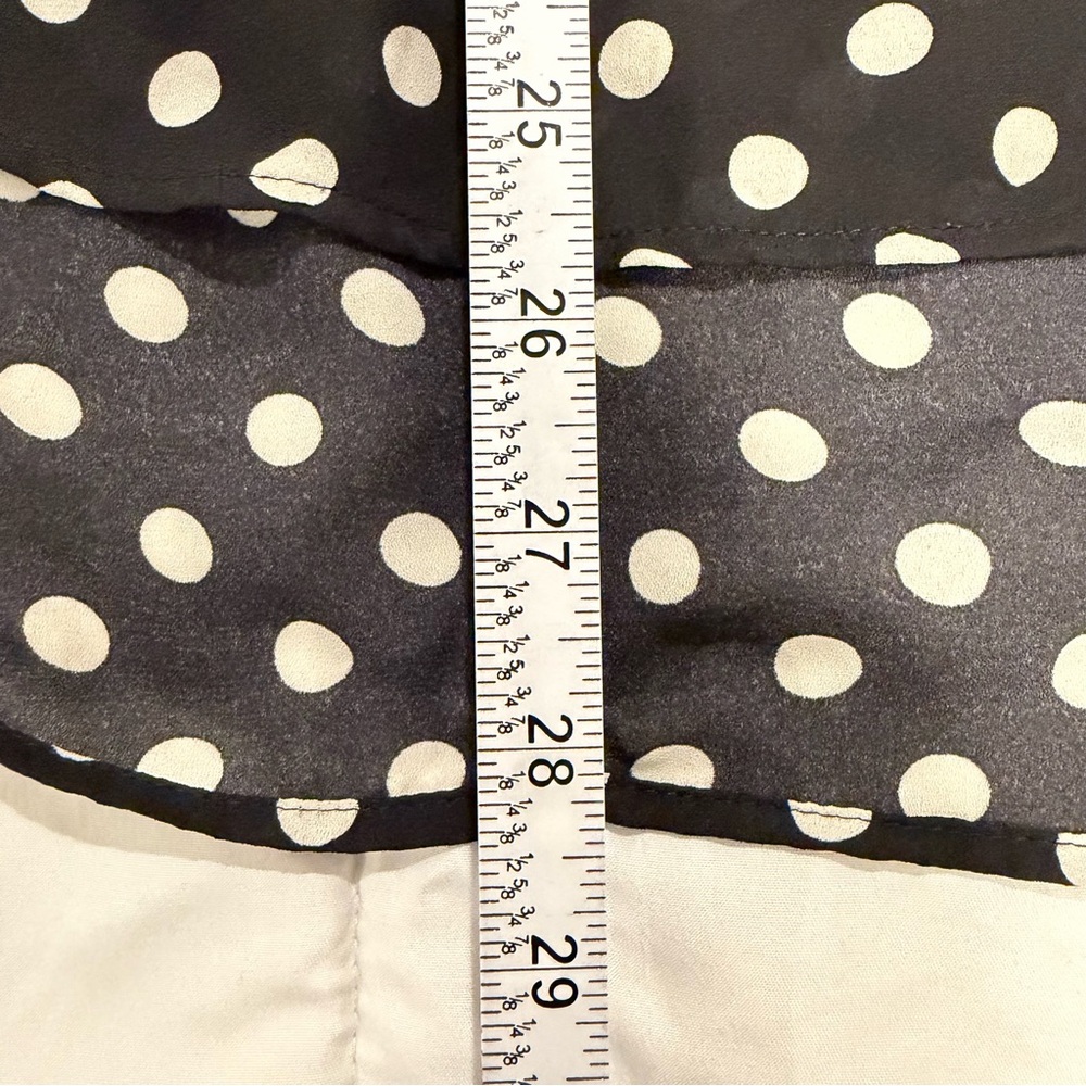Sleeveless Polka Dot Blouse Work Office Top Pom Trim Lightweight Flowy - Picture 9 of 12